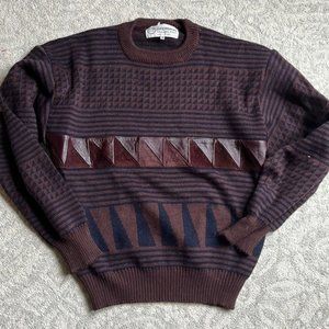 MENS Vintage Crew knit Brown Sweater Size Medium